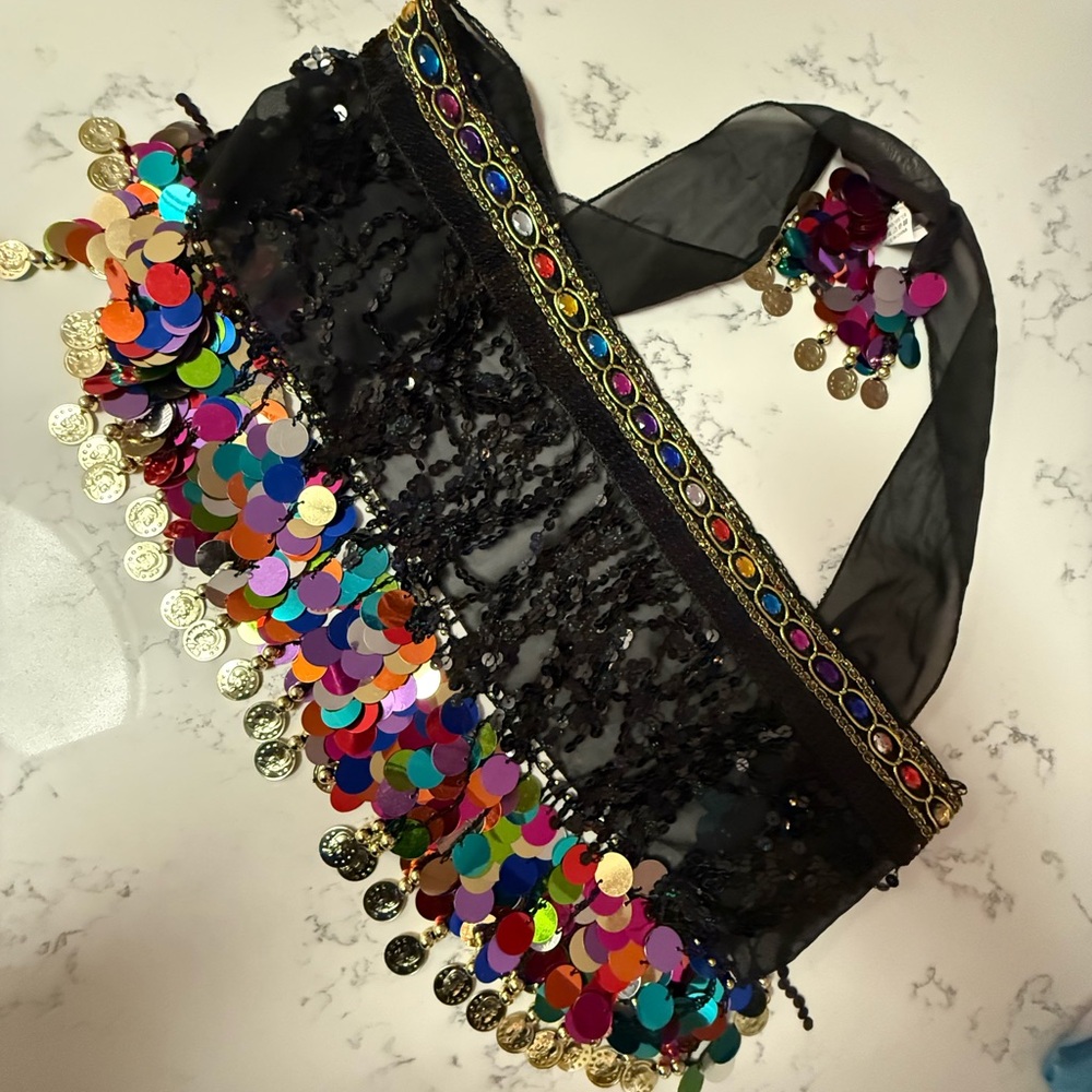 Black Sequin Embellished Women's Bag